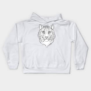 Continuous Line Tiger Portrait. 2022 New Year Symbol by Chinese Horoscope Kids Hoodie